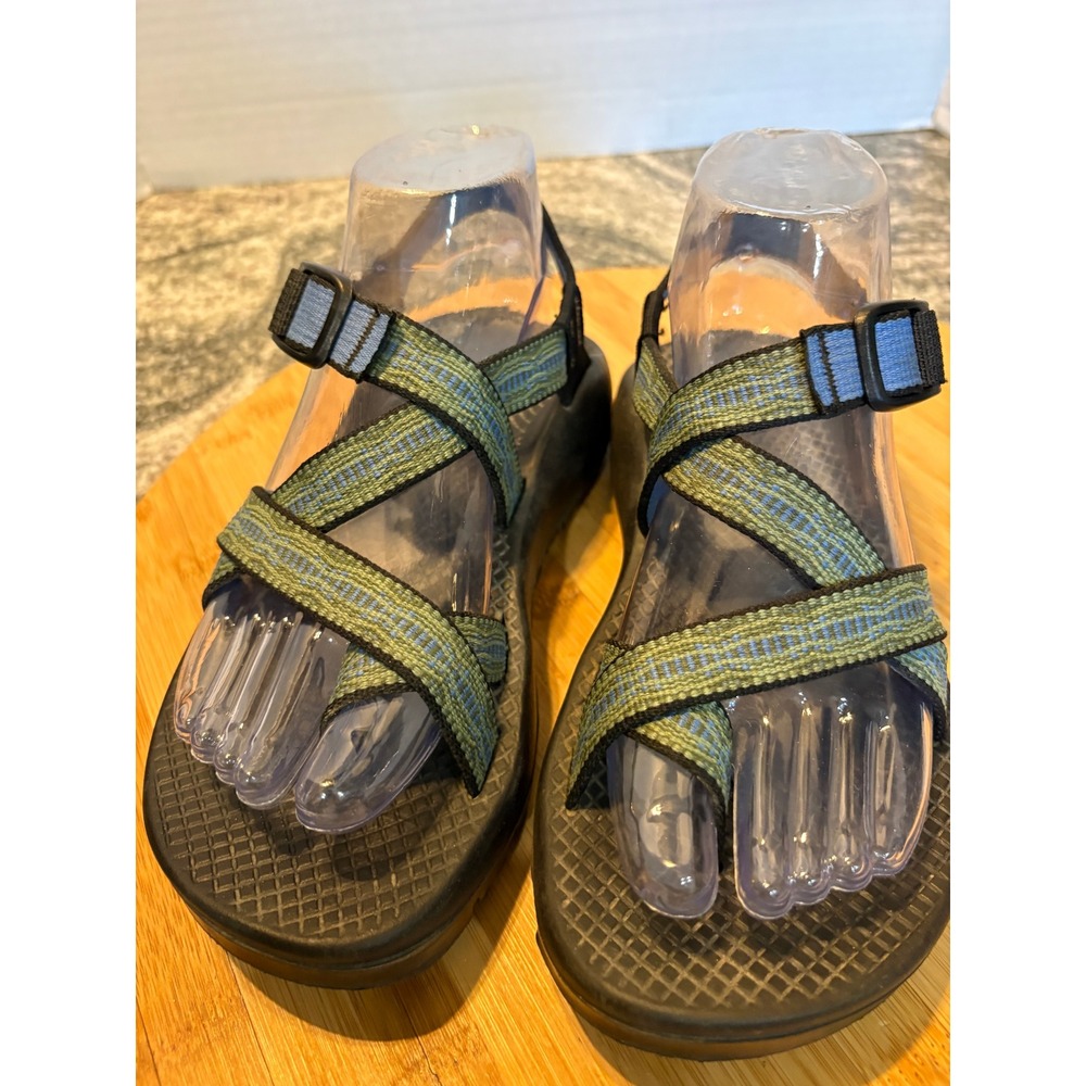 Chaco Z1 Classic Sandals Womens 6 Green Blue Strappy Vibram Hiking Water Shoes